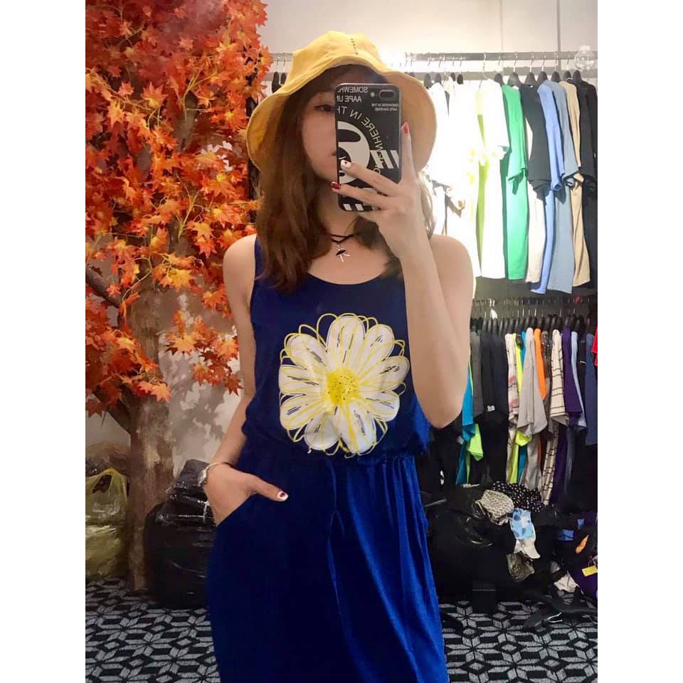 Đầm thun nữ dáng dài hình hoa cúc