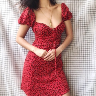 Đầm xẻ ngực sâu tay bèo hoạ tiết giả da báo Red Cheetah