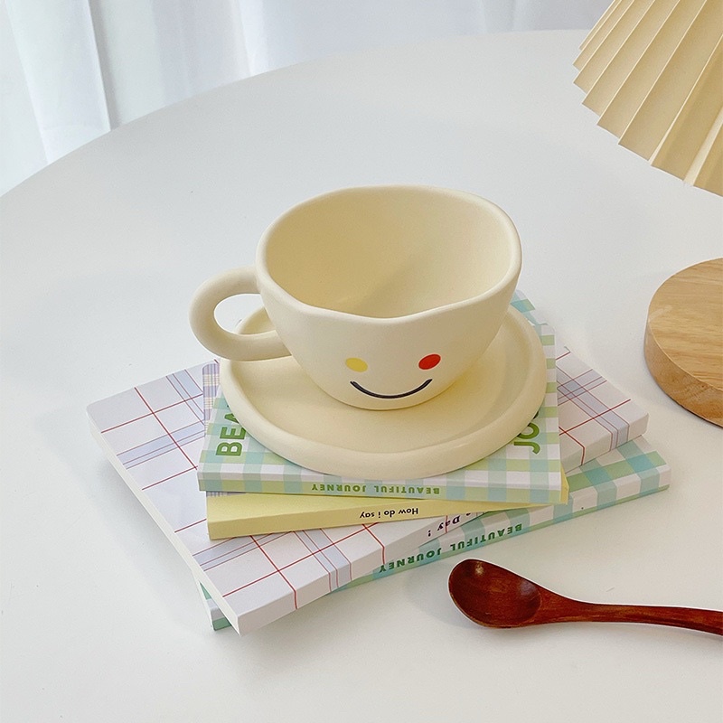 Bộ chén đĩa mặt cười màu sắc, hàng cao cấp Vintage