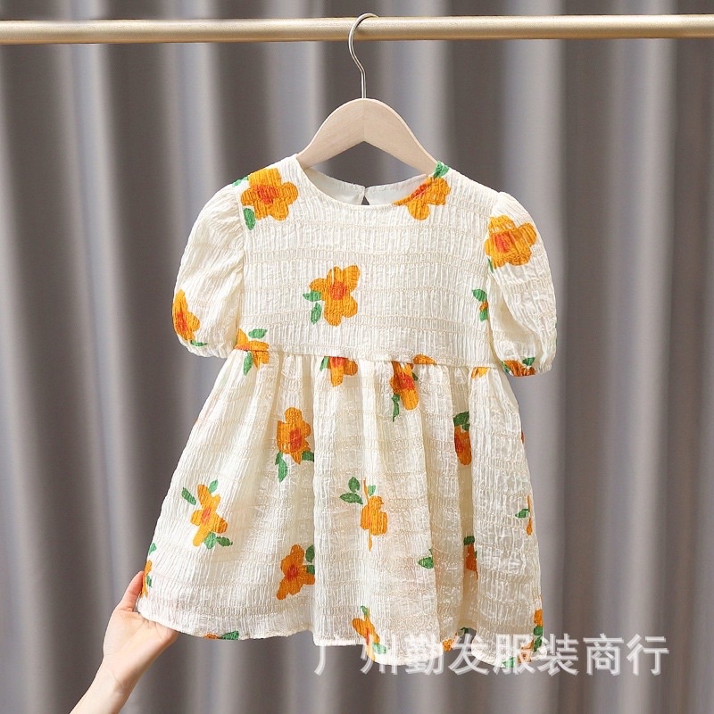 vải đũi xốp hoa cam to hot trend may váy áo mềm mát