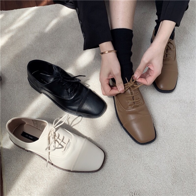 Giày oxford mũi vuông dây buộc 4 nấc (có ảnh thật) | BigBuy360 - bigbuy360.vn