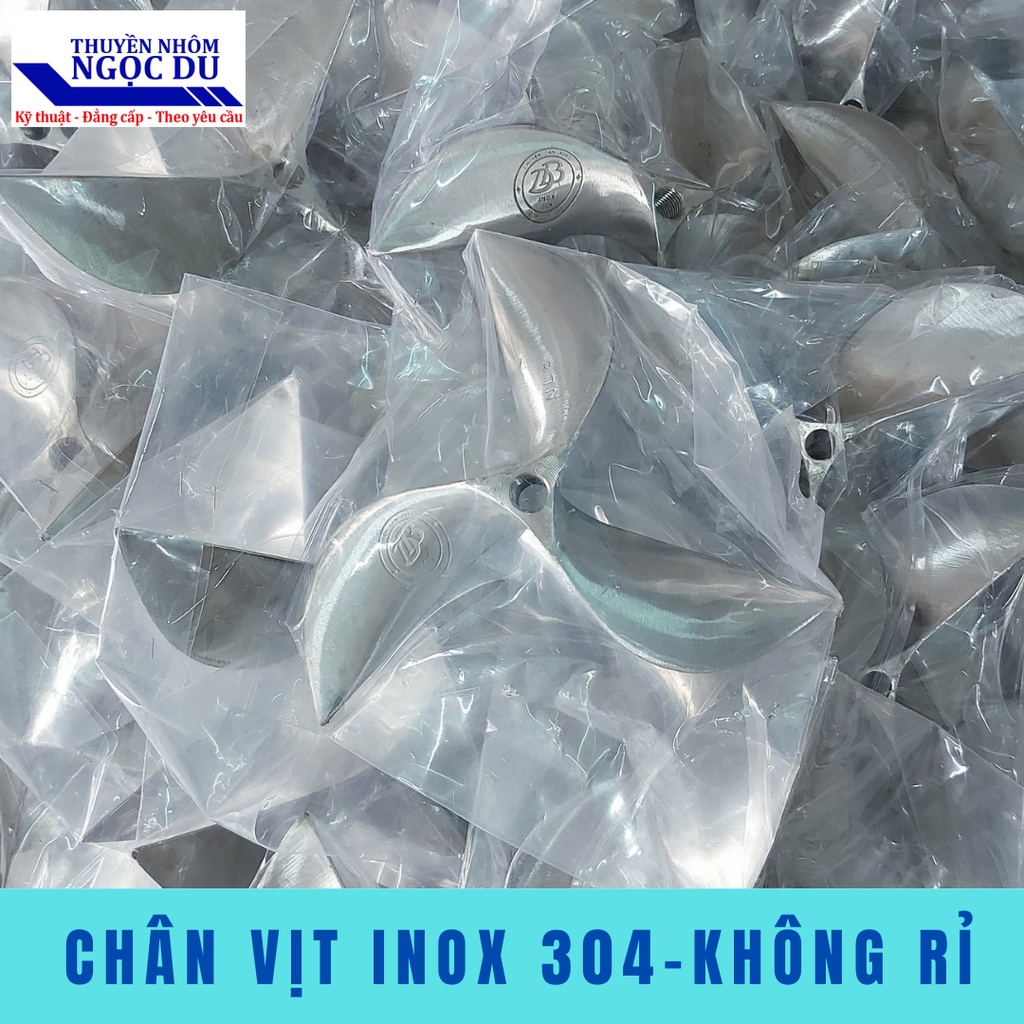 Chân Vịt Inox 3 Cánh 6.5HP, Không Rỉ, Lỗ Ren 16mm, Đường Kính 22cm, Chân Vịt Chạy Thuyền, Chạy Xuồng