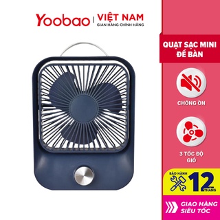 Quạt sạc mini để bàn làm việc yoobao ljq-119 2400mah - chạy liên tục lâu - hàng chính hãng - bảo hành 12 tháng
