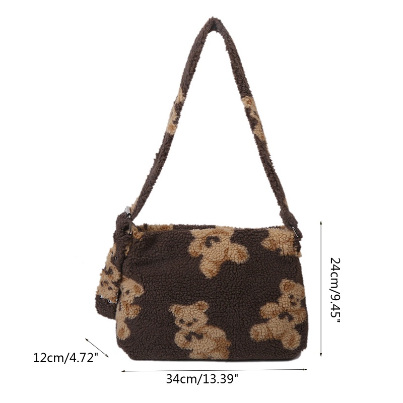 Túi Tote Đeo Vai Giả Lông Cừu Mềm Mại Sức Chứa Lớn Cho Nữ