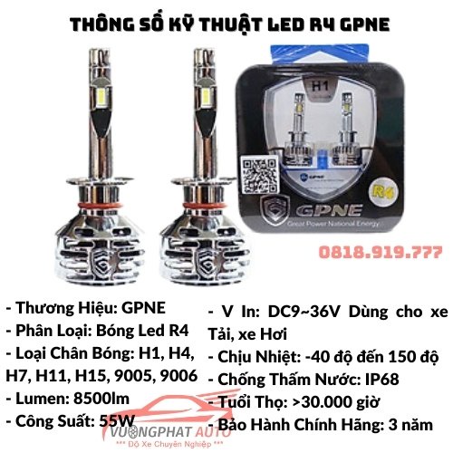 Bóng Đèn Led Ô Tô GPNE R4 R1 Siêu Sáng, Led Tăng Sáng Siêu Bền Bảo Hành 3 Năm - Vượng Phát Auto Cam Kết Chính Hãng