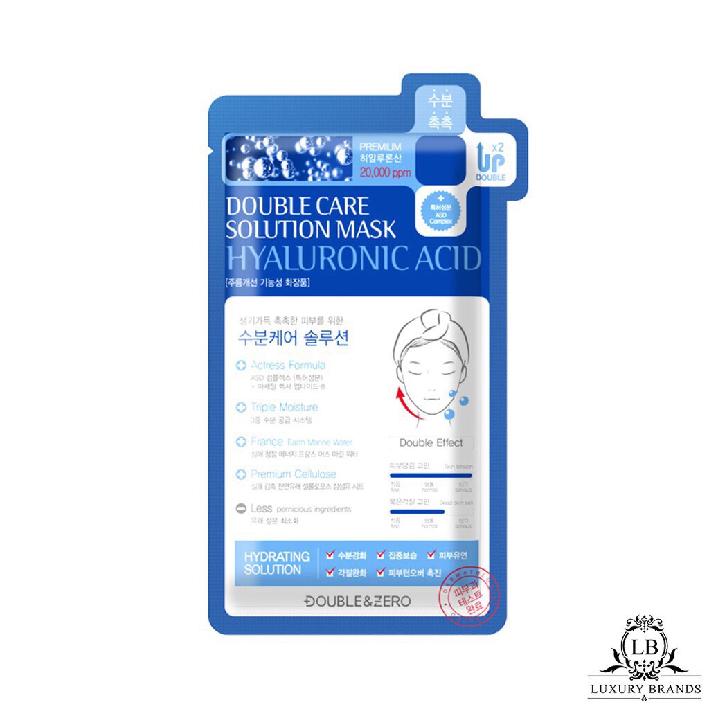 [SẴN] Bộ mặt nạ cao cấp Double&Zero Hàn Quốc tác động kép chứa Hyaluronic Acid (HA) giúp dưỡng ẩm sâu chống lão hóa