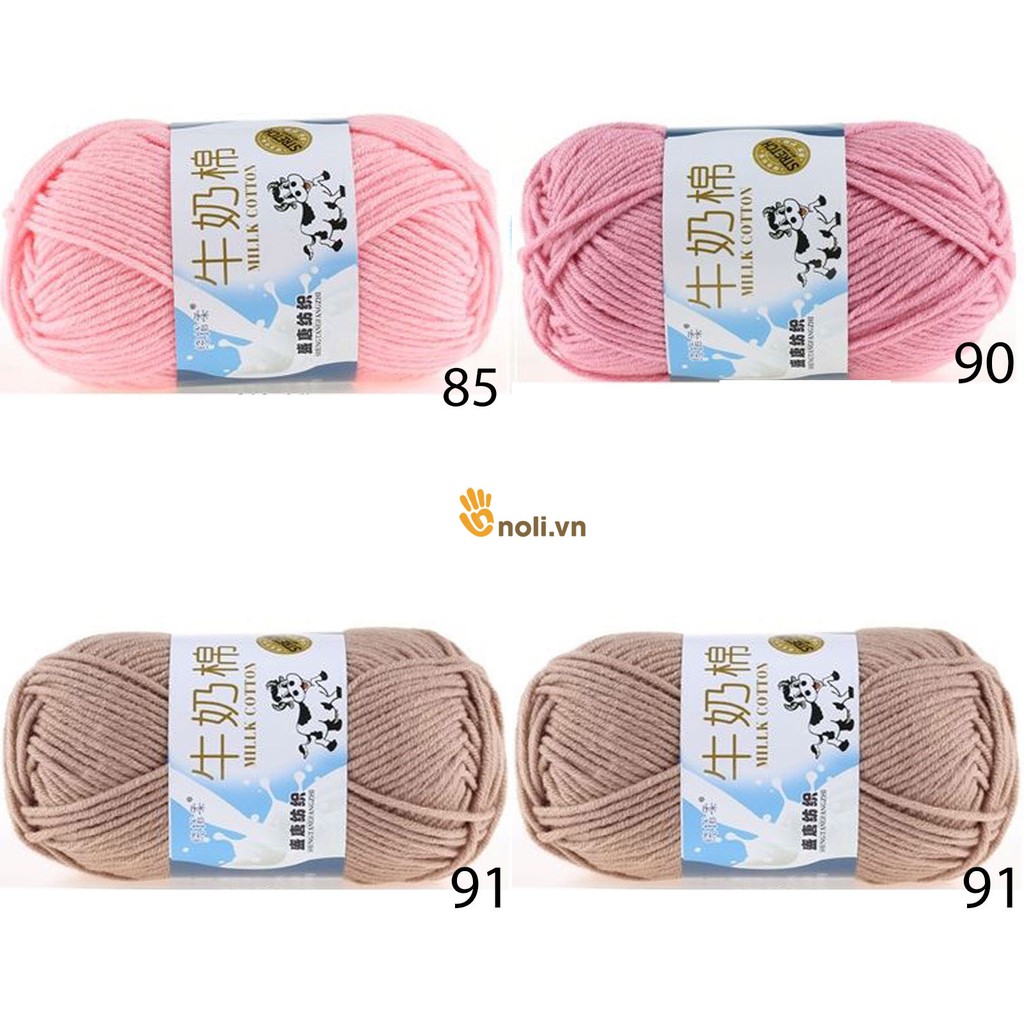 Len milk bò 50g mềm mịn, tơi xốp, nhiều màu dành cho người mới bắt đầu học đan móc khăn áo, thú bông, túi xách (85-91)