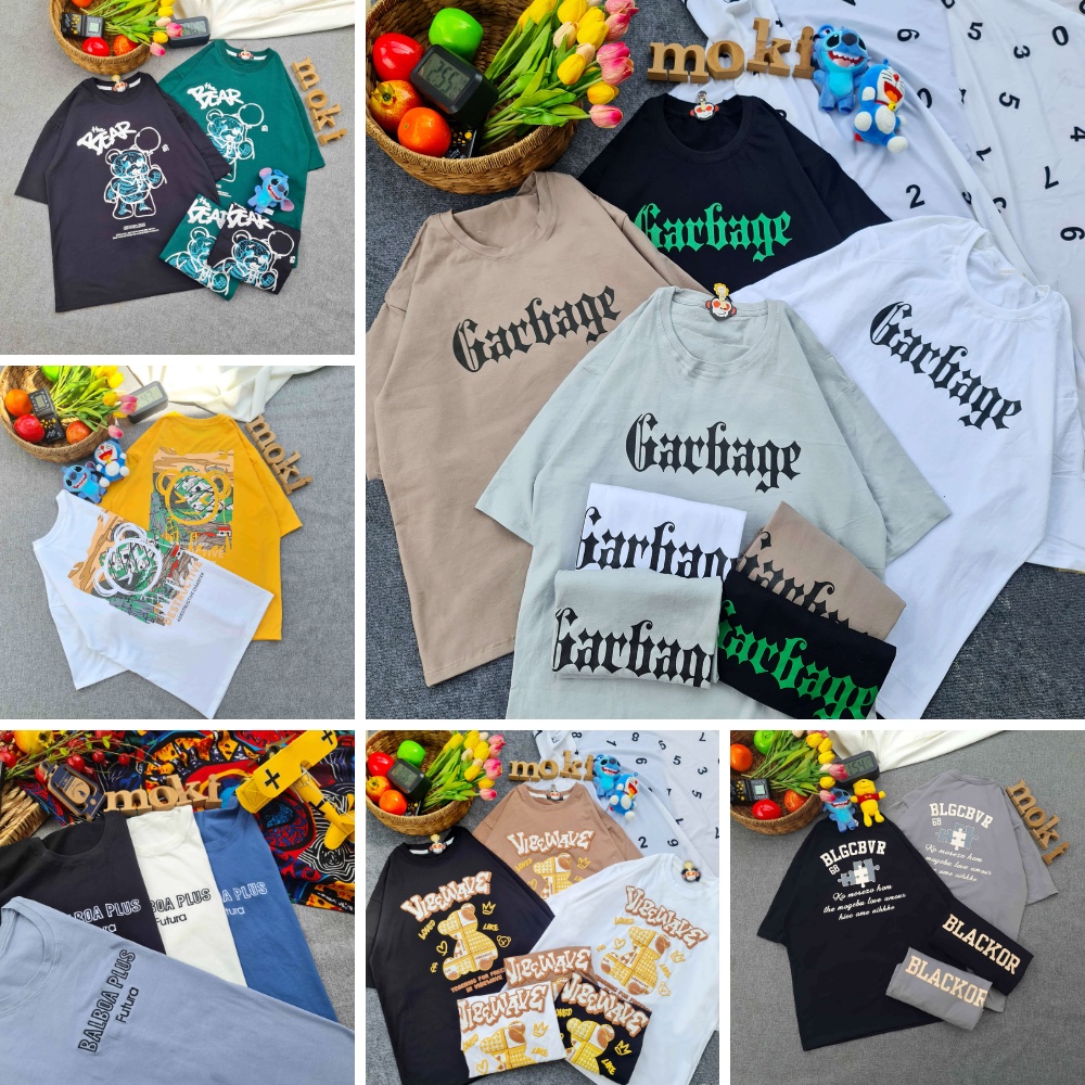 Áo phông áo thun nam nữ tay lỡ from rộng freesize chất cotton thoáng mát nhiều mẫu chữ mokishop