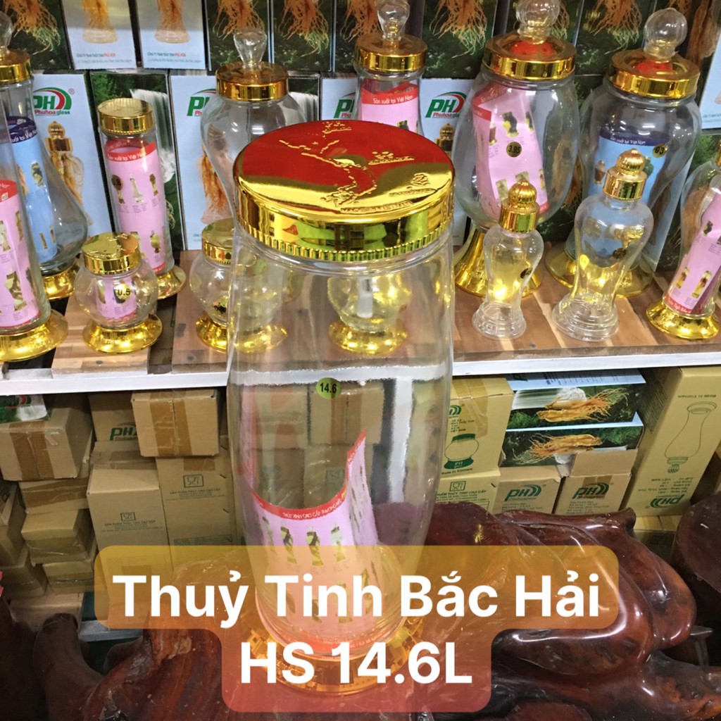 BÌNH NGÂM RƯỢU THỦY TINH CAO CÂP 14.6 Lít -KHÔNG CHÌ SẢN XUẤT TẠI VIỆT NAM-THỦY TINH BẮC HẢI