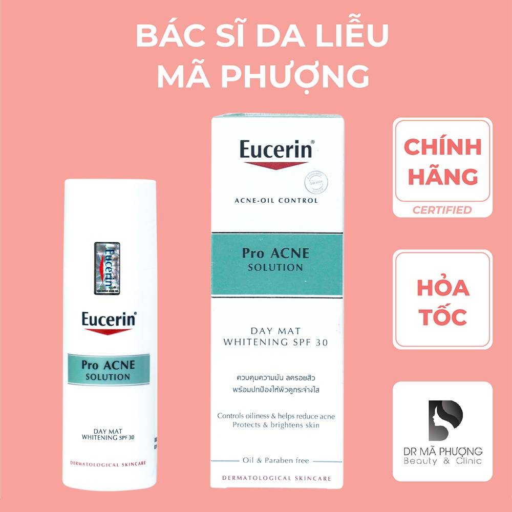 Eucerin Pro ACNE Solution Day Mat Whitening SPF 30: Kem Dưỡng Trắng, Chống Nắng Ban Ngày Cho Da Mụn