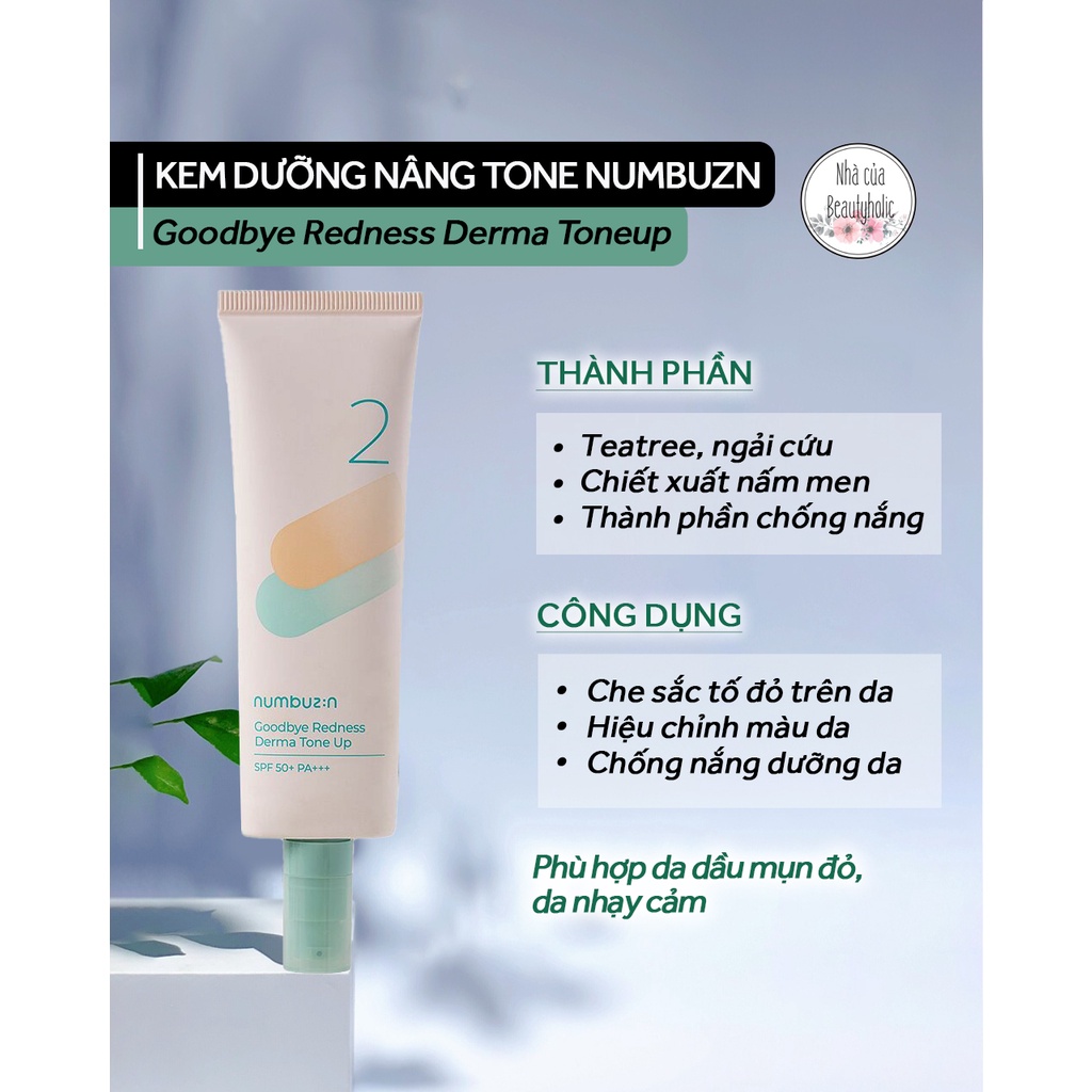 Kem dưỡng nâng tone NUMBUZIN GOODBYE REDNESS DERMA TONEUP