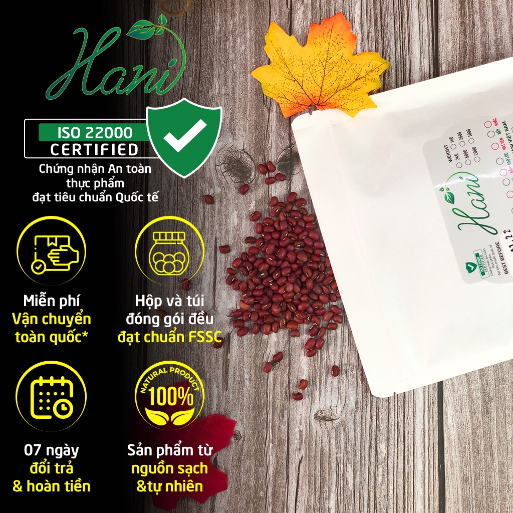 1Kg Đậu đỏ hạt nhỏ hữu cơ thuần chủng KHÔNG BIẾN ĐỔI GEN 100%  Nông Sản Hani Food