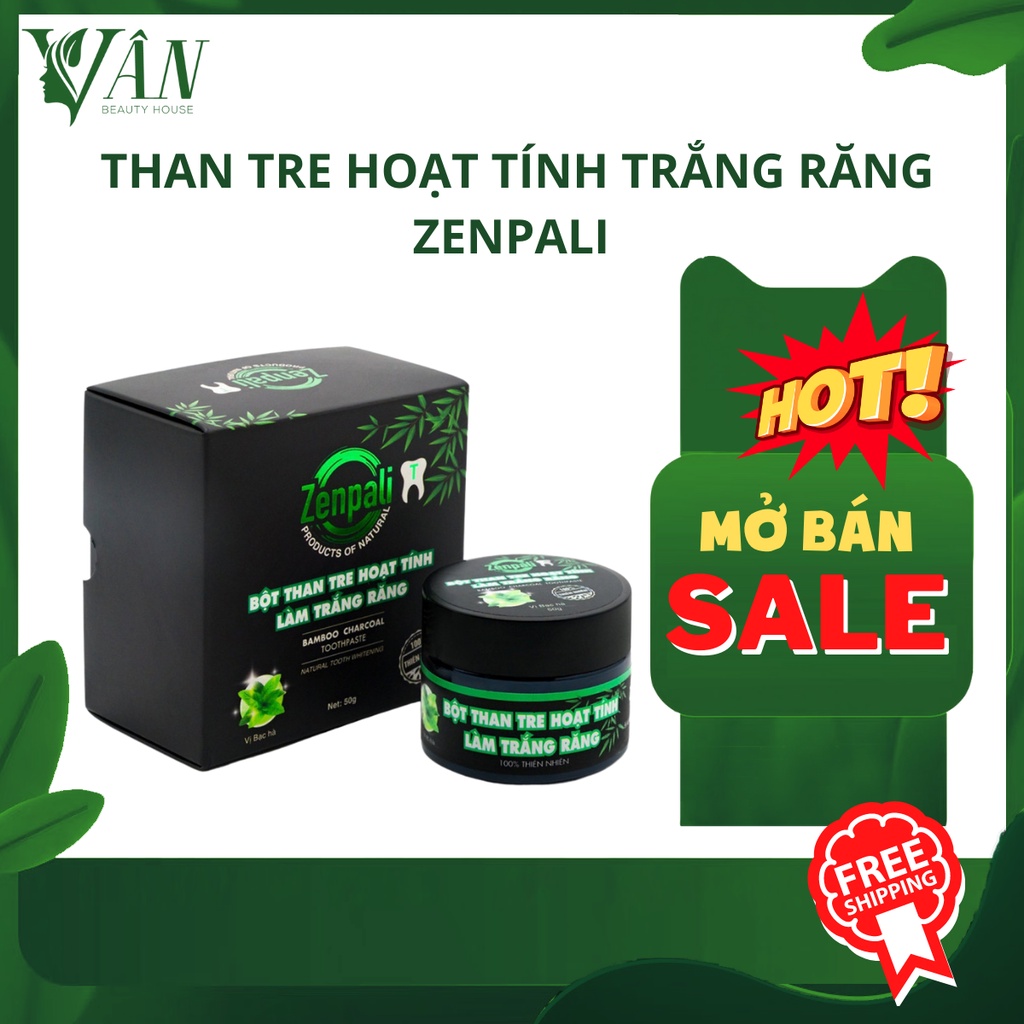 [CHÍNH HÃNG] Bột đánh răng than tre hoạt tính Zenpali, giúp trắng răng, hơi thở thơm mát