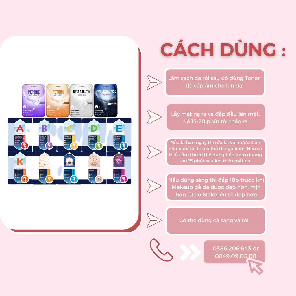 Mặt Nạ Giấy Hàn Quốc Foodaholic Dưỡng Ẩm, Trắng Sáng Da, Chống Lão Hoá, Giảm Mụn Essential Mask 23ml MN0179