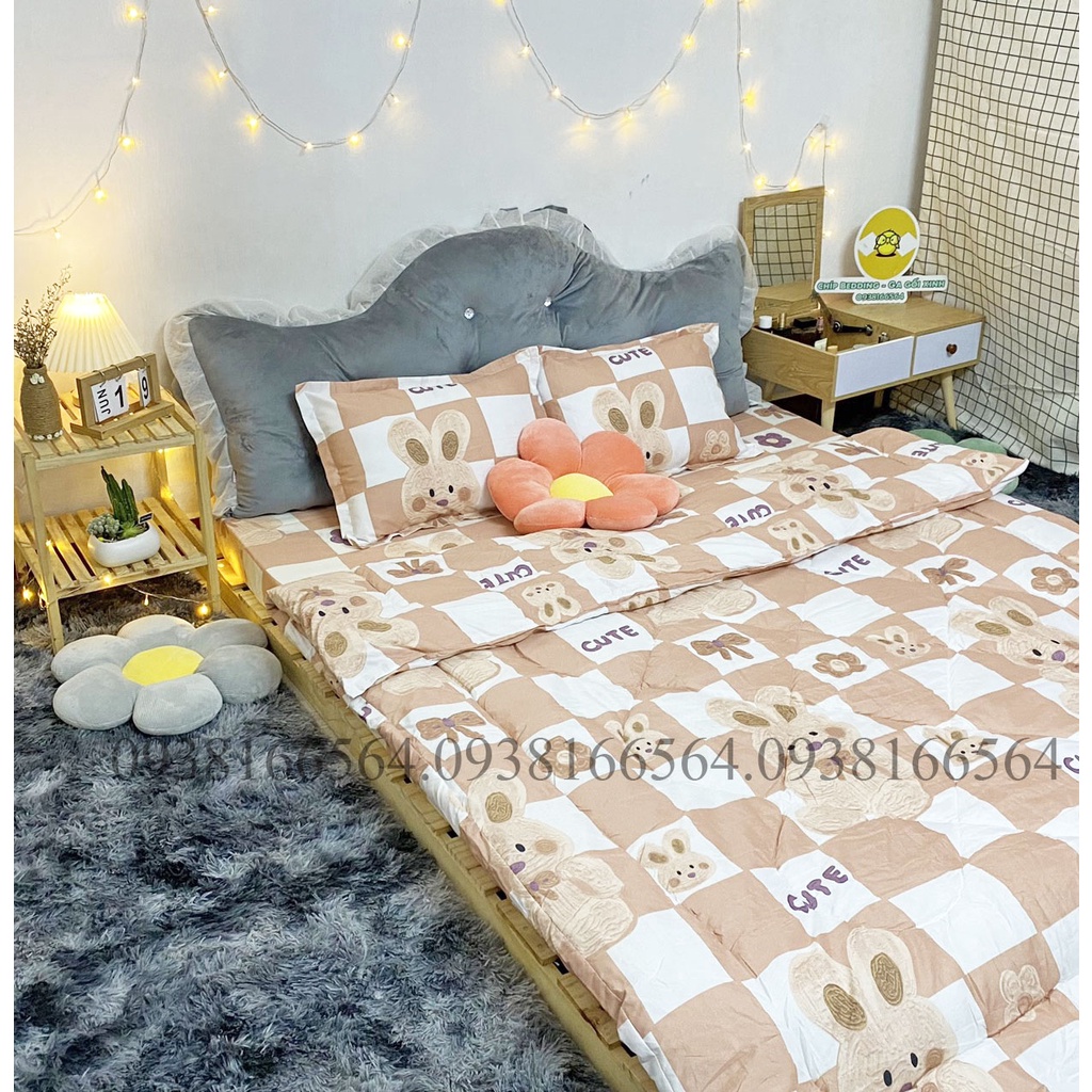 TRỌN BỘ COTTON POLY 5 MÓN CHĂN PHAO DÀY DẶN HÀNG VN THỎ CUTE - ĐỦ KÍCH THƯỚC