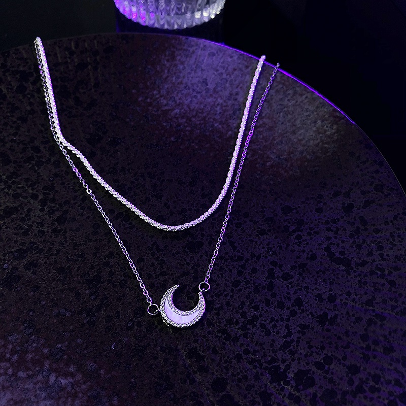Vòng cổ Hai Lớp Hình Mặt Trăng Sang Trọng Thời Trang Cho Nữ