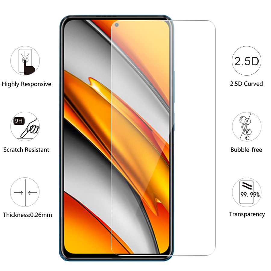 Kính Cường Lực Bảo Vệ Màn Hình Cho Xiaomi Mi 9T 10T 11T Pro 11 Lite Poco F2 F3 M3 M4 X3 X4 X5 Redmi Note 7 8 9 9S 10 10S 11 11S 12 12S 9A 9C 10C