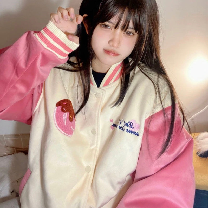 Áo khoác bóng chày IELGY dáng rộng thời trang cho nữ