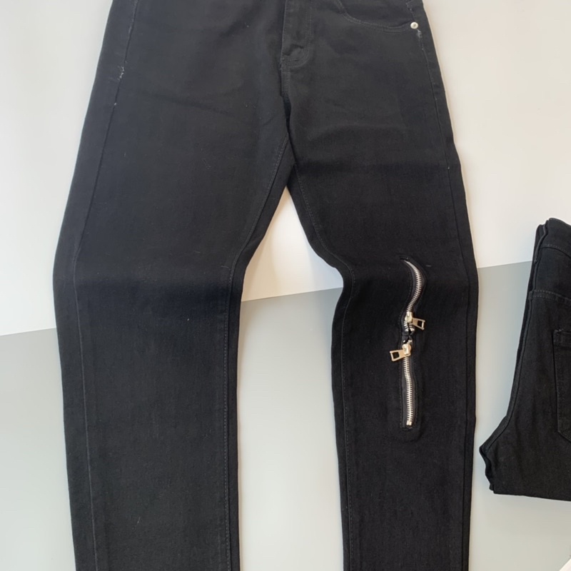 Quần rách gối nam chất jean denim khoá dọc