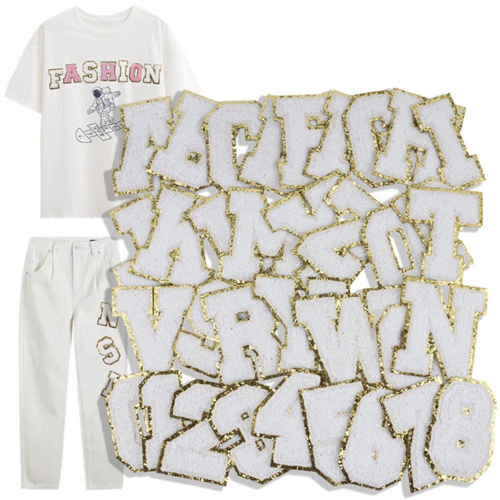 Sticker Ủi Thêu Hình Chữ Cái Màu Ngà