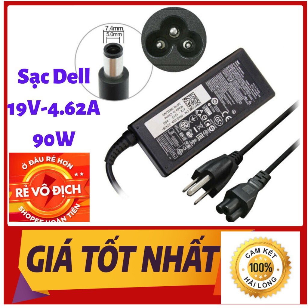 Sạc Laptop Dell 19.5V - 4,62A - 90W đầu kim chính hãng