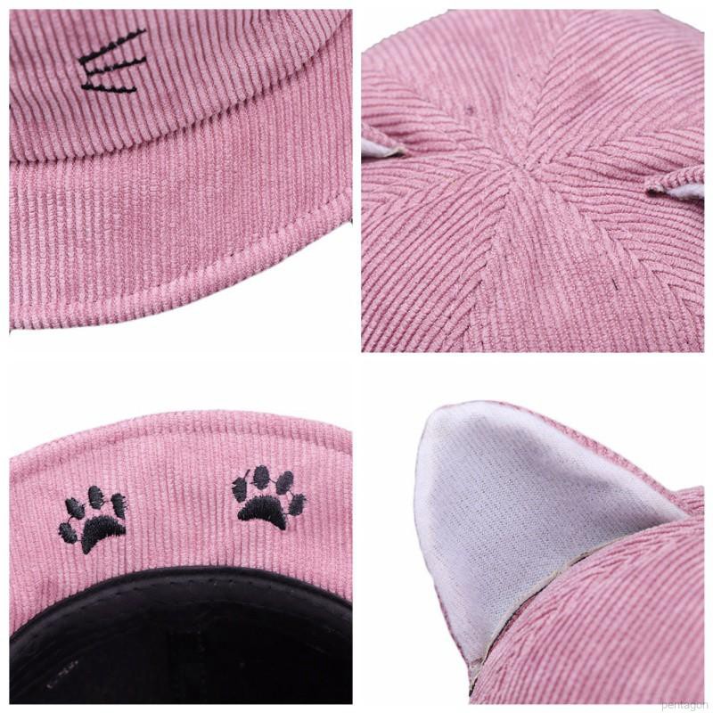 Nón Bucket phối tai mèo đáng yêu cho bé