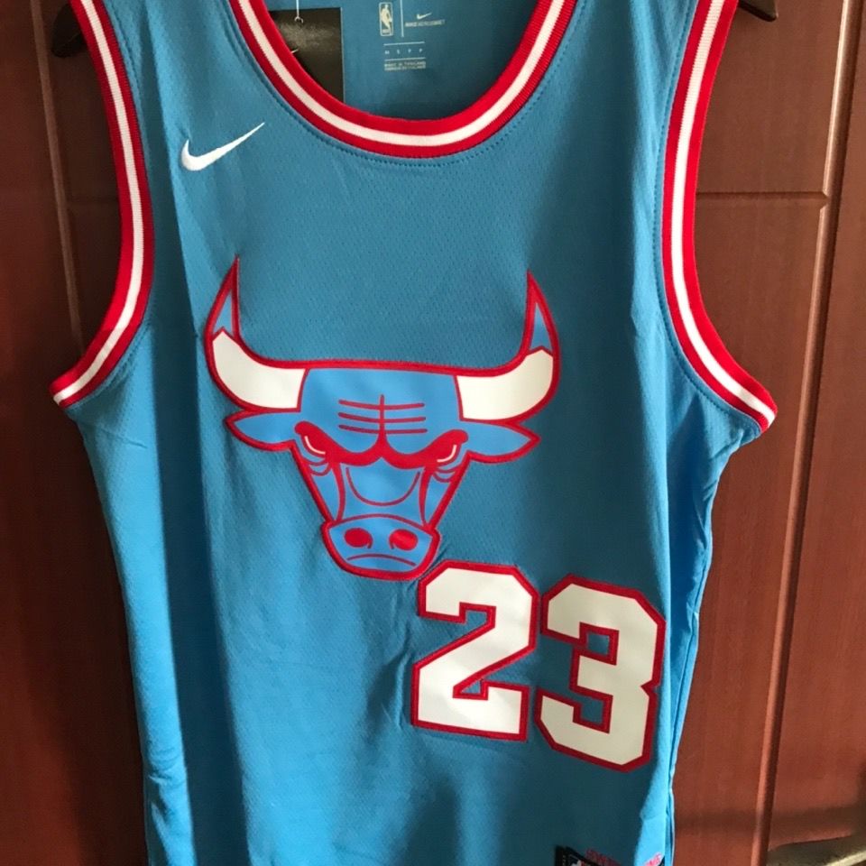 Áo Thun Tay Ngắn Thêu Chữ Bulls 23 Lake Blue City