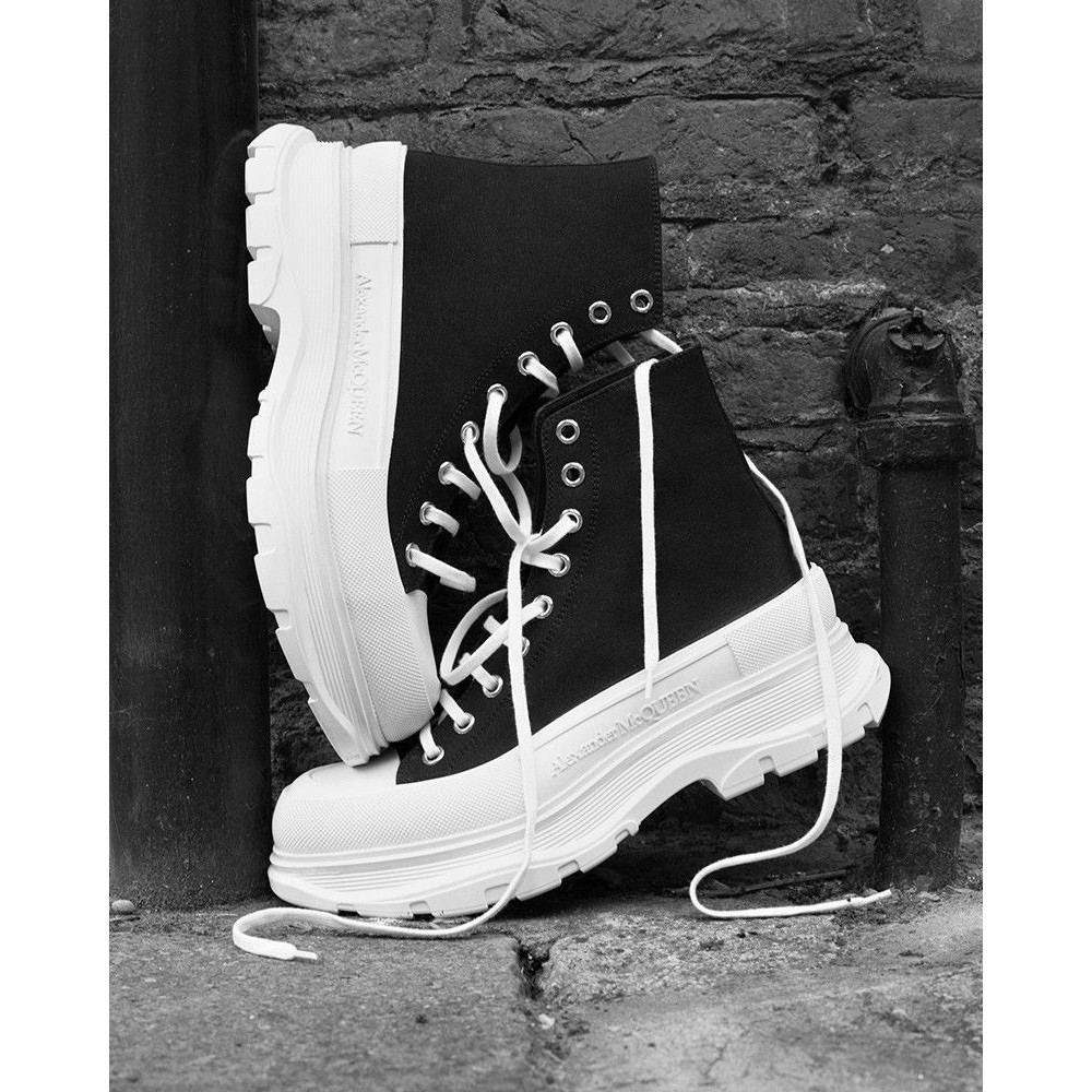 Giày Sneaker MCQueen Độn Đế Cổ Cao Dây Lụa Cao Cấp Full Box Full Bill