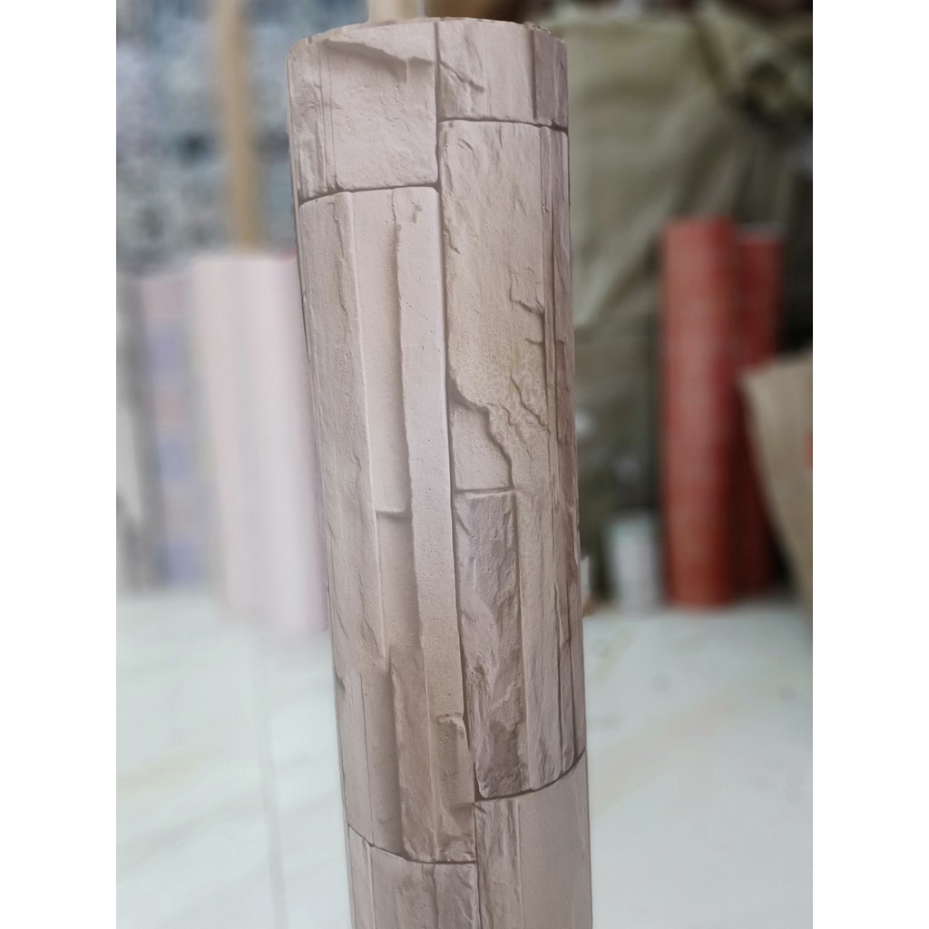 Decal giấy dán tường đá đăm vàng khổ 60cm giấy dày keo sẵn