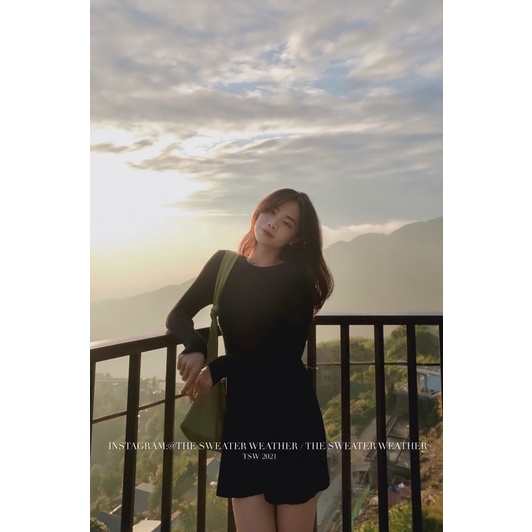 Váy len trơn liền chữ A ngắn basic