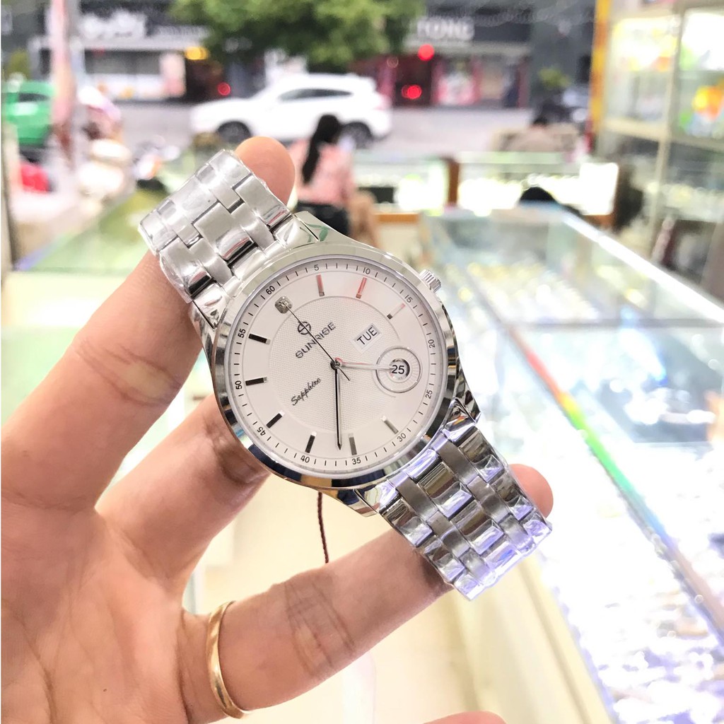 Đồng hồ nam SUNRISE 782SWA Full hộp, thẻ bảo hành chính hãng, Kính Sapphire chống xước và nước tốt