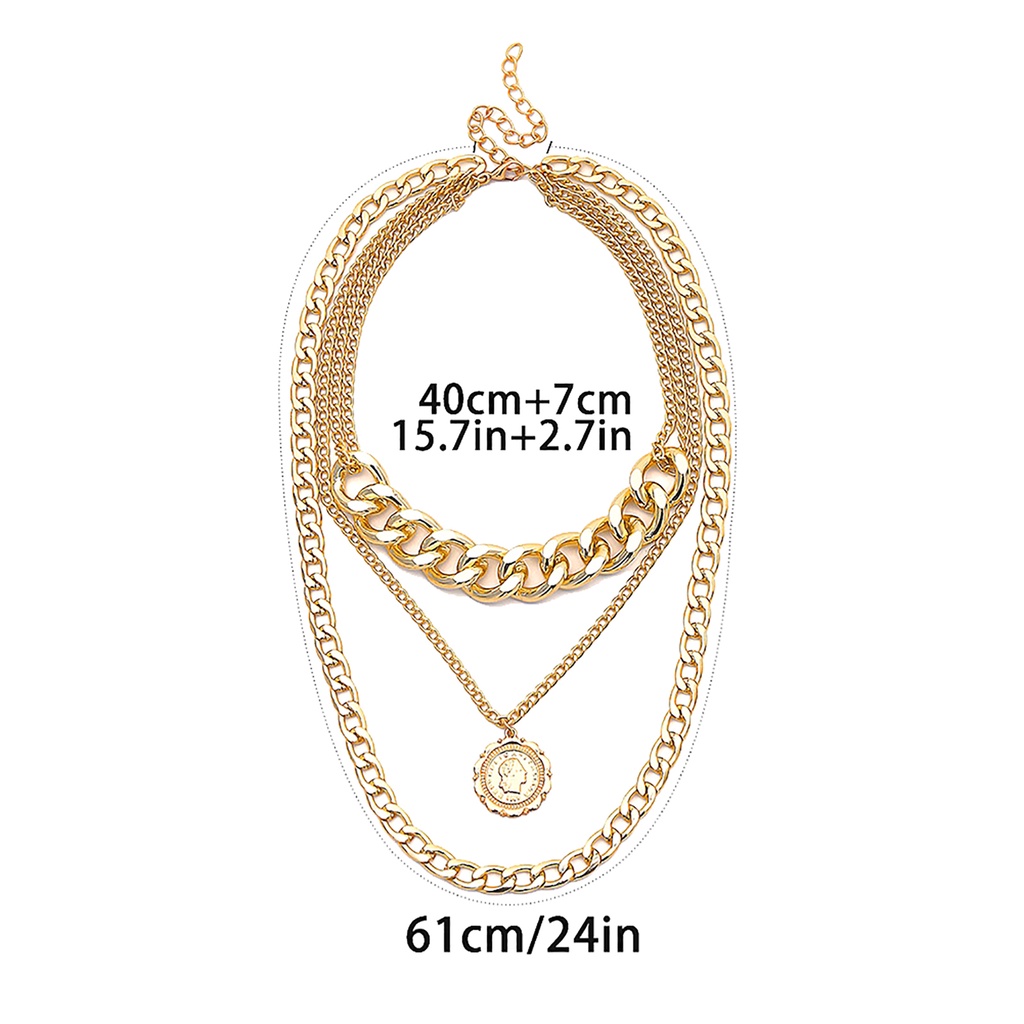 Dây chuyền nhiều lớp dây xích phong cách hip hop cá tính