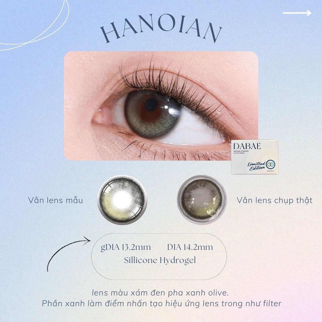 lens cận màu olive có viền Hàn Quốc HANOIAN | hãng DABAE