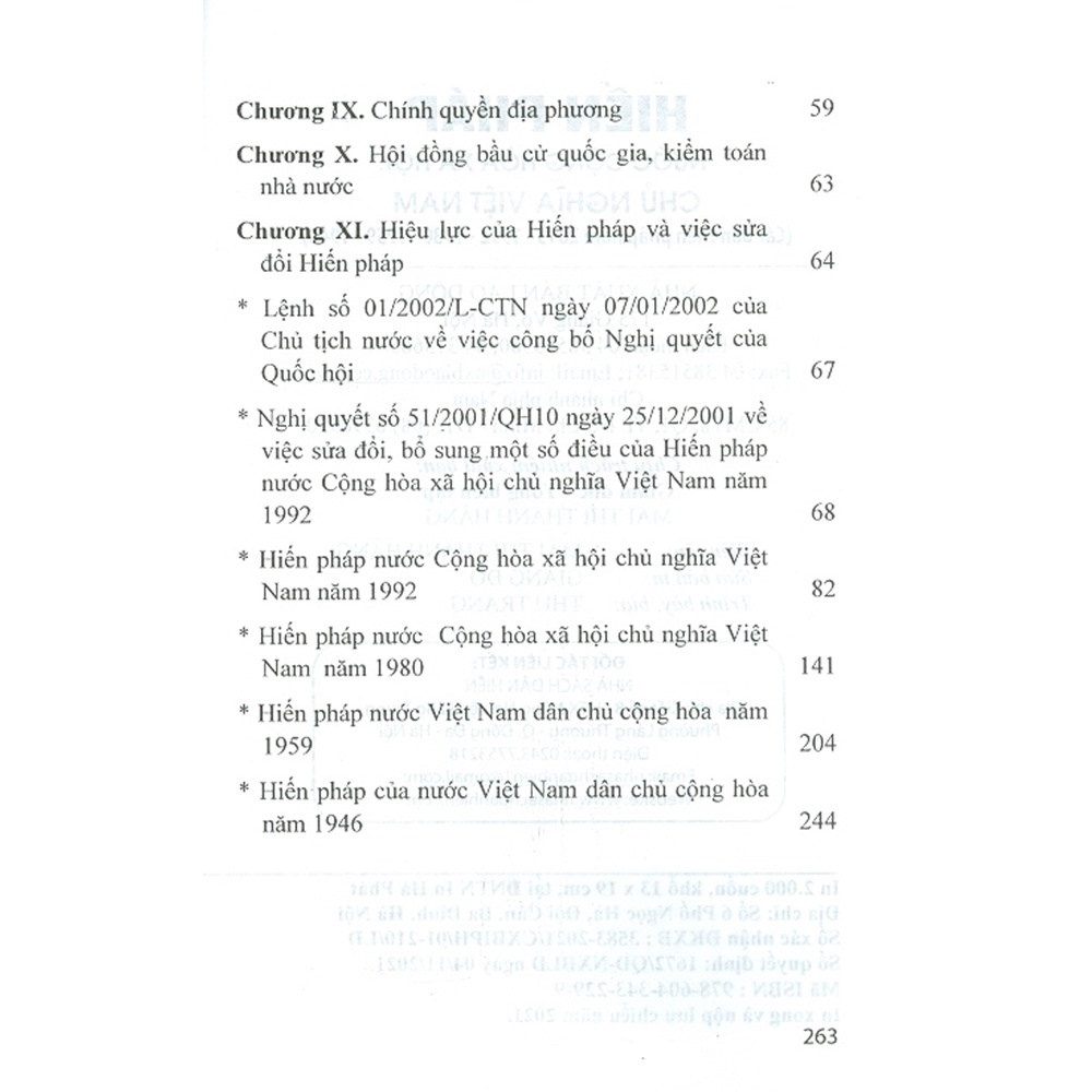 Sách - Hiến Pháp Nước Cộng Hòa Xã Hội Chủ Nghĩa Việt Nam (Các Bản Hiến Pháp Năm 2013-1992-1980-1959-1946)