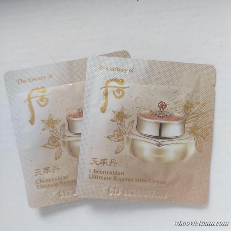 Combo 5 gói Kem dưỡng Whoo tái sinh chống lão hóa Cheonyuldan Ultimate Regenerating Cream