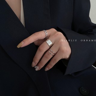 Set 3 nhẫn mắt xích cá tính N001