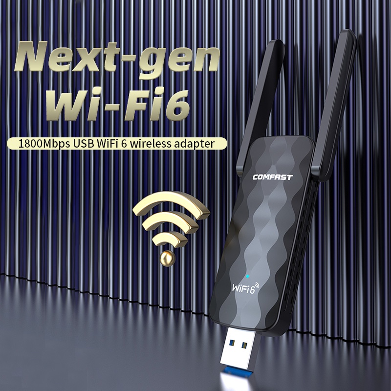 COMFAST Usb Phát WiFi 6 AX 1800Mbps 2.4G & 5G Băng Tần Kép 802.11X USB 3.0 6 Thẻ Mạng Win7 / 10 / 11 CF-955AX