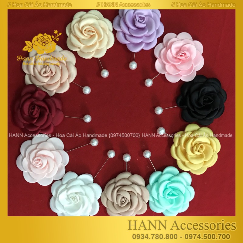 Hoa cài áo handmade chất liệu vải cao cấp, phụ kiện thời trang sang chảnh - Tag Hoa Cài Áo Váy Handmade