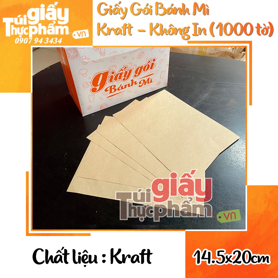 1000 tờ giấy gói bánh mì kraft trơn (Kraft 50gsm)