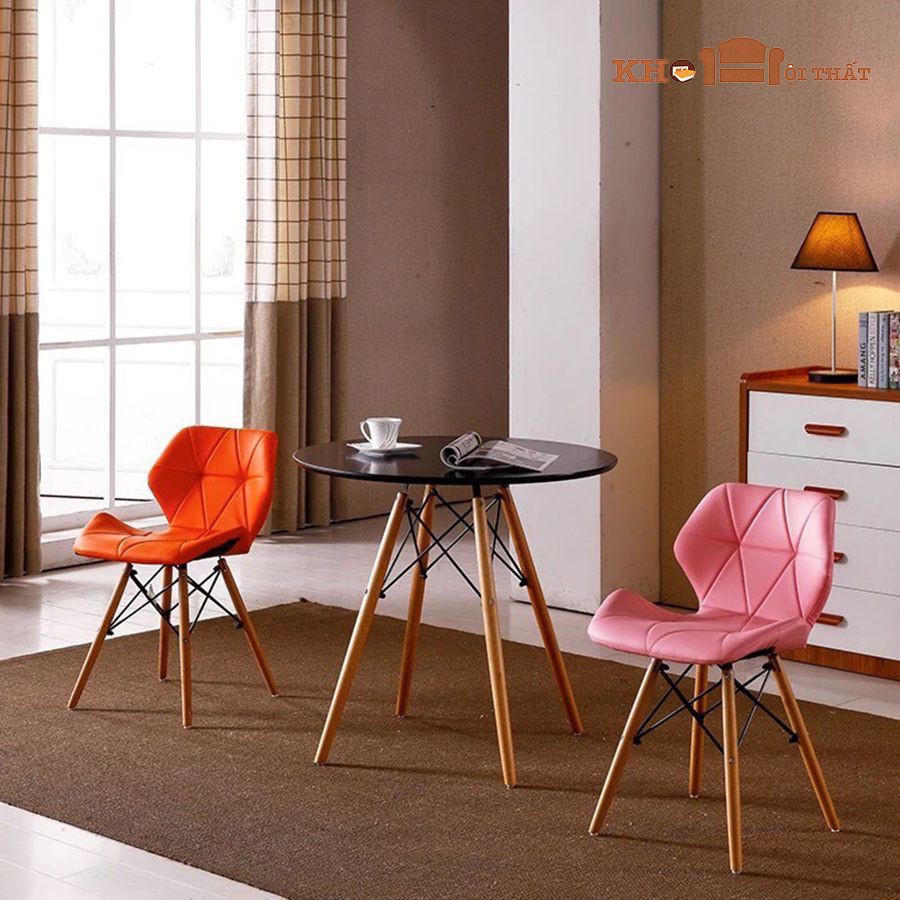 Ghế Eames bọc nệm tam giác chân gỗ  - Nhắn tin chọn màu