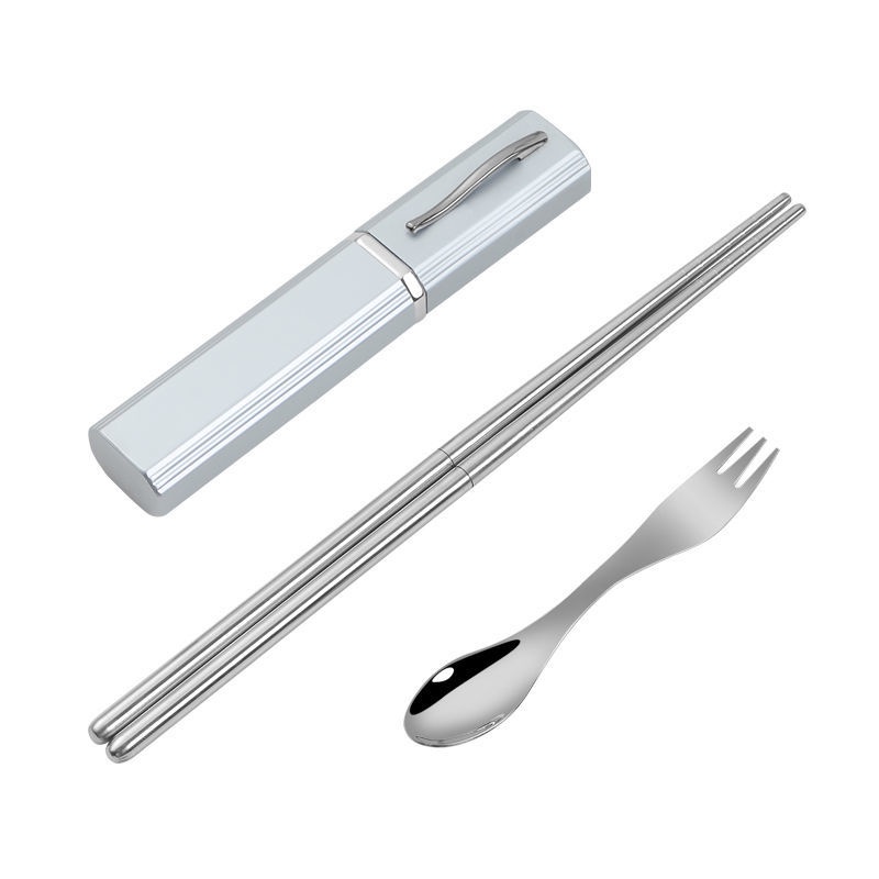 Hộp Đựng Muỗng / Nĩa / Đũa Bằng Thép Không Gỉ 304 Thiết Kế Gấp Gọn Tiện Dụng