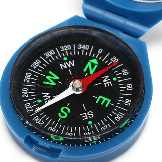 Blue Portable Flip cover Outdoor Hiking Plastic Compass For Camping Survival TO