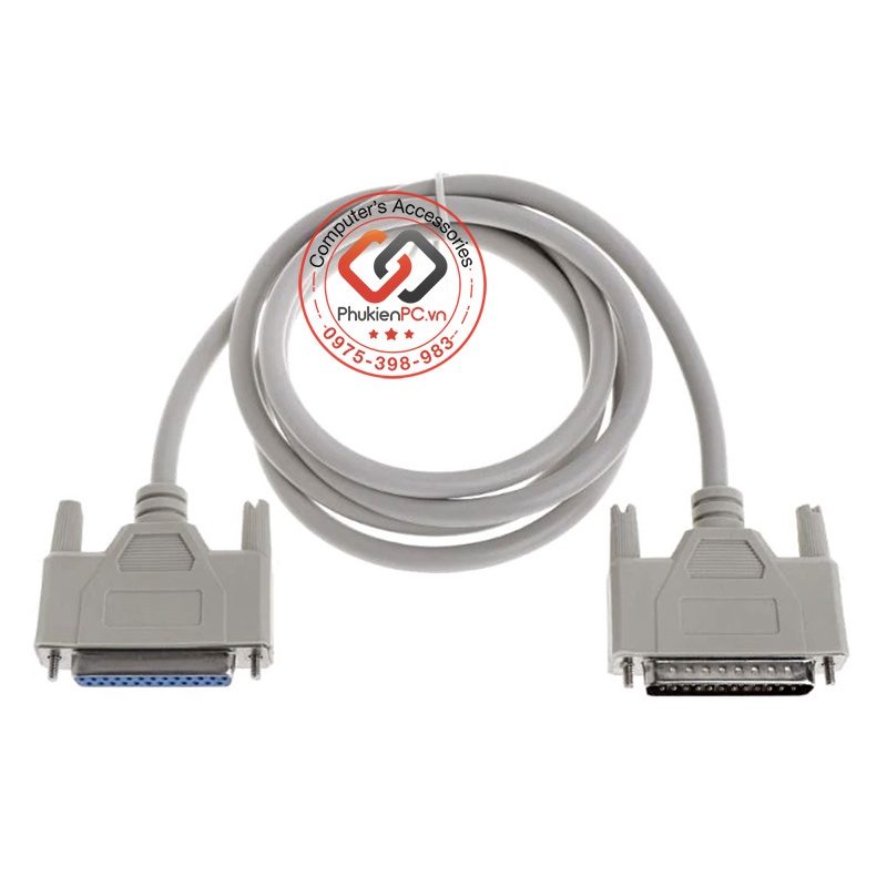 Cáp COM LPT DB25 Đực sang DB25 Cái, dài 1.5M. DB25 Male to Female dùng cho máy công nghiệp, thiết bị điện tử, máy in LPT