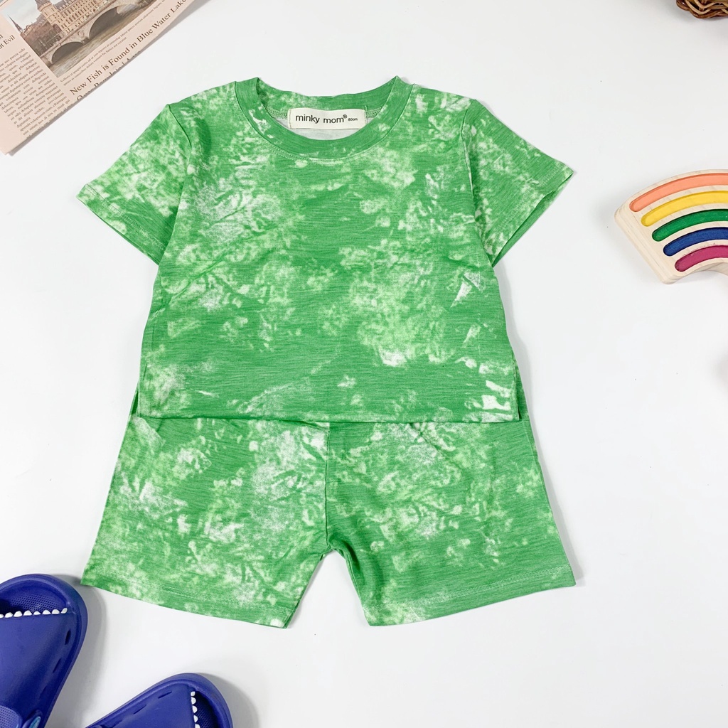 [SALE] Bộ Cộc Tay Cho Bé Trai, Bé Gái Minky Mom Vải Thun Lạnh Loang Màu Tye Dye Trơn, Đồ Bộ Cho Bé Mặc Nhà MKM2235