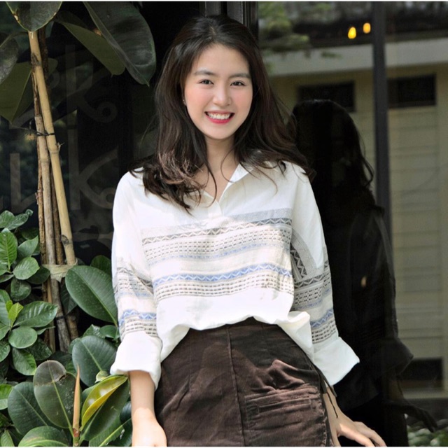 Áo sơ mi phối hoạ tiết thổ cẩm - Embroidered shirt - SODA POP