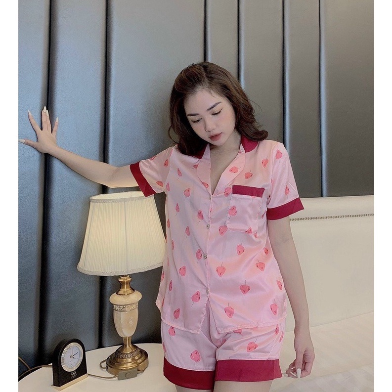 Pijama Lụa LATIN Mẫu hot 2021 Tay Bèo quần ngắn Form dưới 60 kí | BigBuy360 - bigbuy360.vn