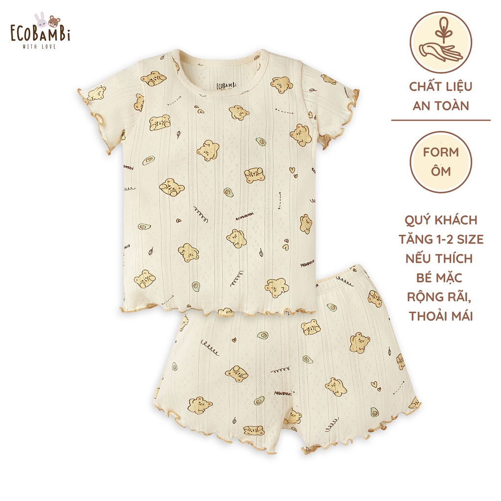 Bộ thun cotton thông hơi Tay Ngắn Bé Gái EcobambiWithLove