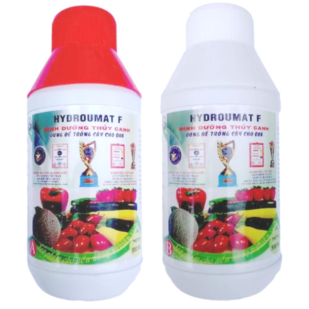 Bộ 2 chai dung dịch dinh dưỡng thủy canh cho rau ăn quả Hydroumat F Phu Nong seeds 1Lít