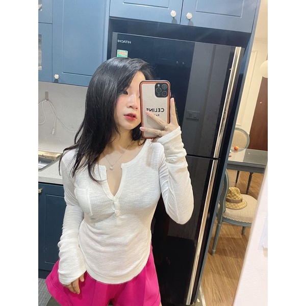 BÁN SỈ ÁO PULL TĂM KHUY NGỰC ĐÁP TÚI 3M CHO NỮ
