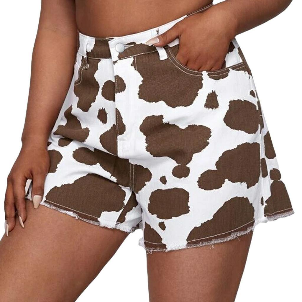 Quần Short Jeans Lưng Cao In Họa Tiết Thời Trang Dành Cho Nữ